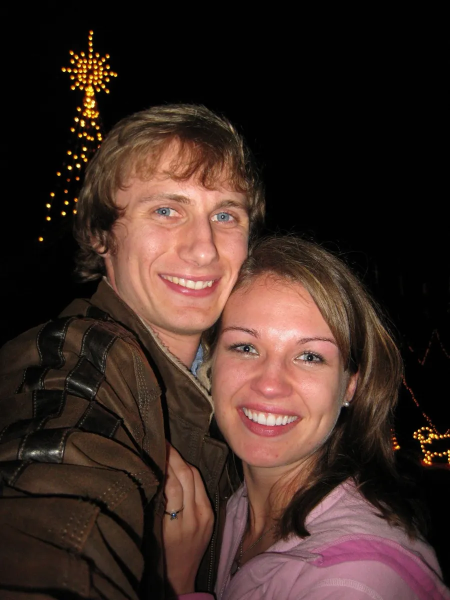Matt and Heather at their engagement — Noccalula Falls Festival of Lights